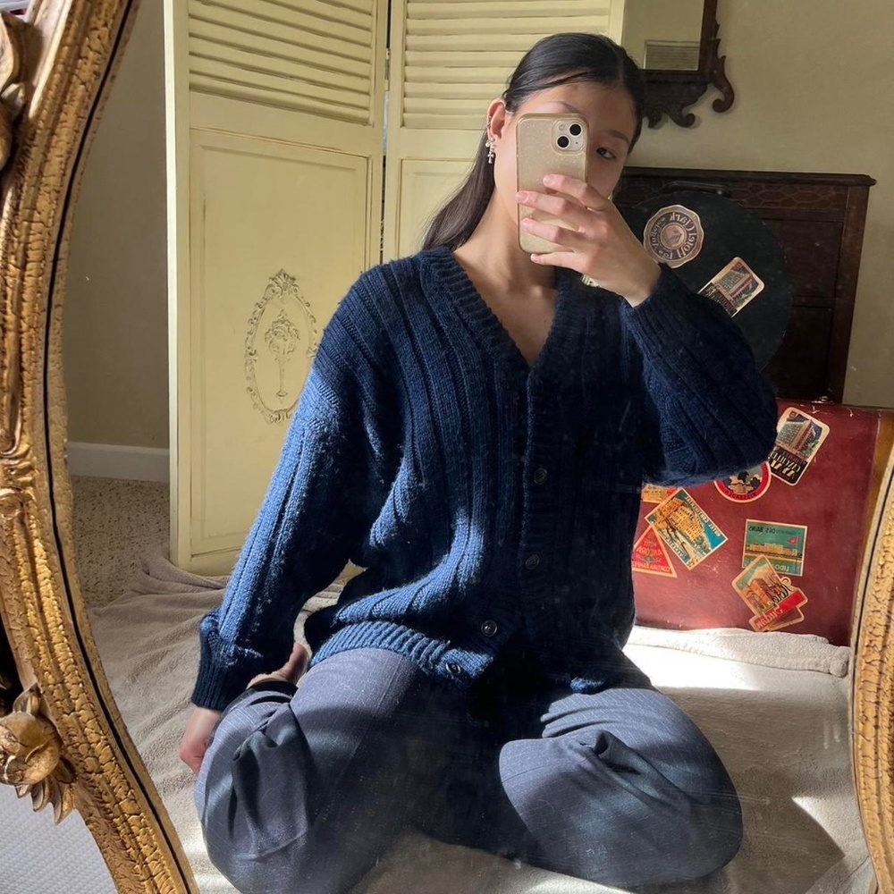 Baum und Pferdgarten navy knitted oversized cardigan